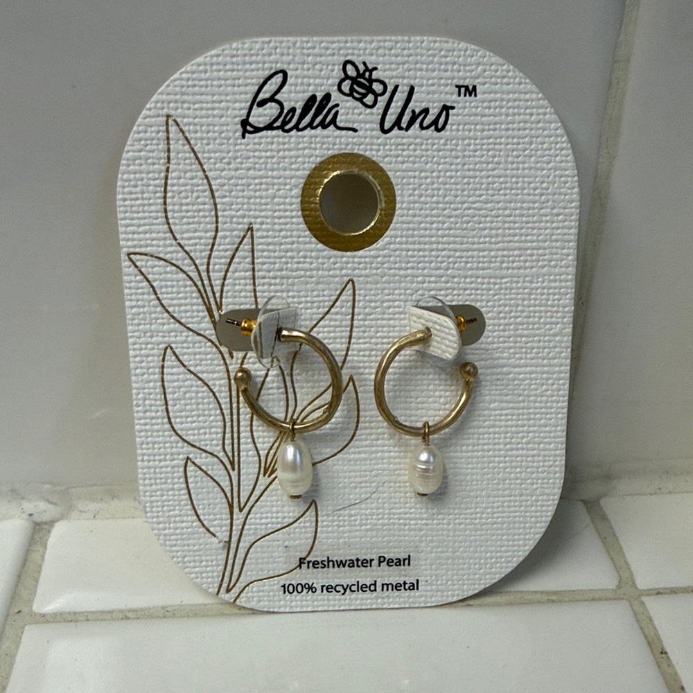 Bella Uno Gold and Silver Freshwater Pearl Earrings